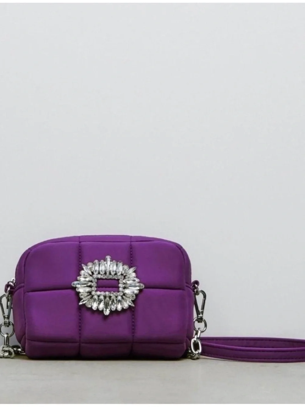 Zara Purple Mini Bag with crystals in the front.